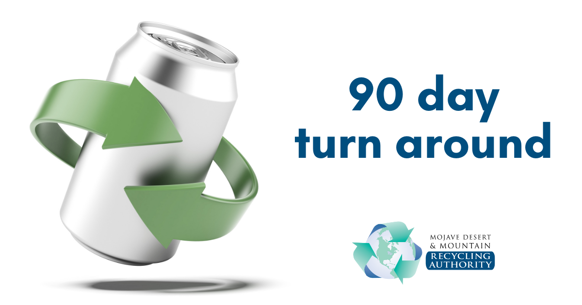 Image of aluminum can with a recycle logo around it