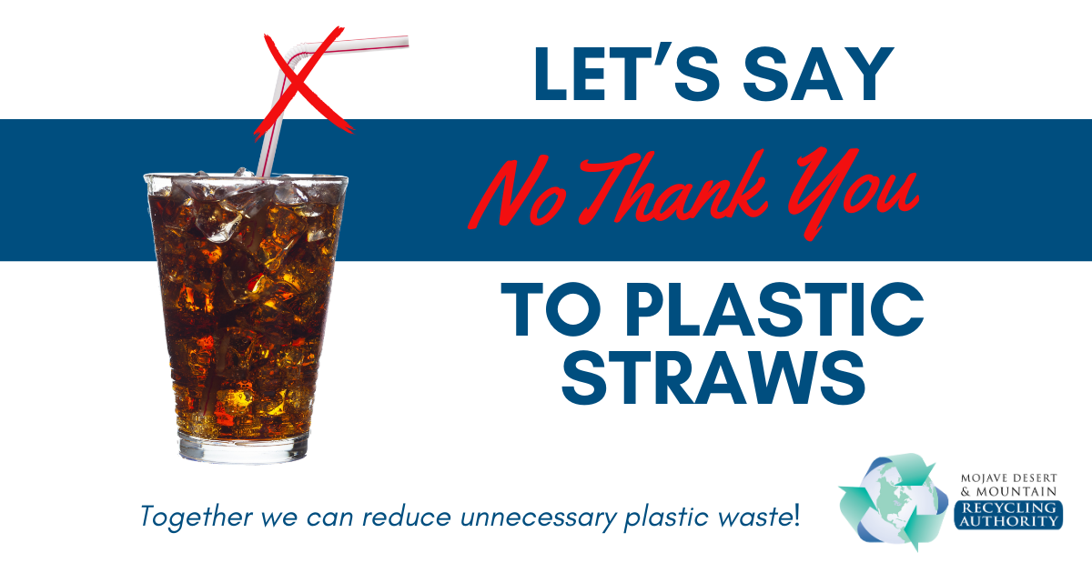 Soda cup with straw and words “no thank you"