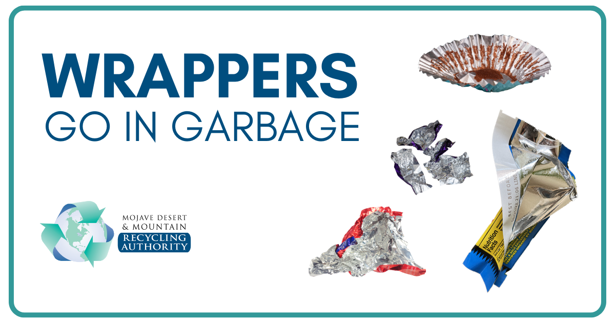 Image of candy wrappers that belong in garbage