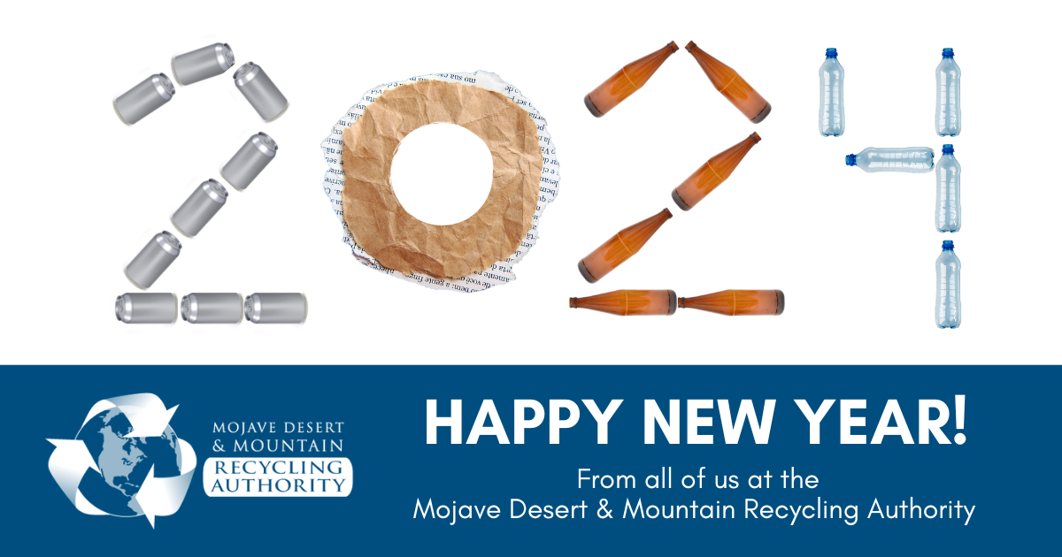 2024 spelled out with recyclable materials