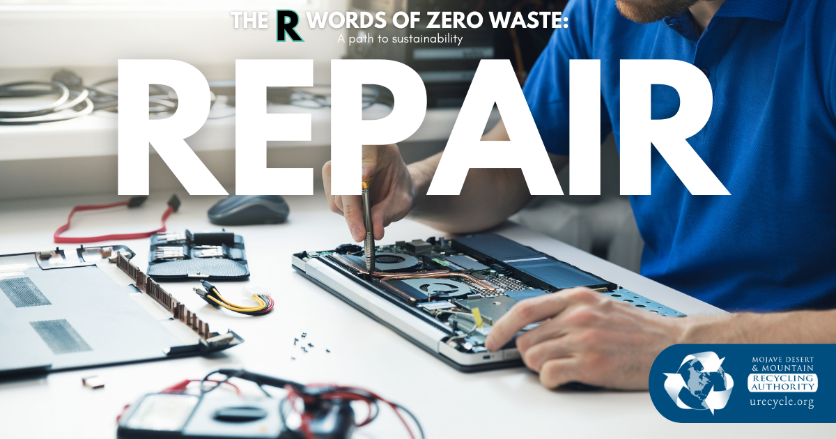 Image of person fixing a computer, “REPAIR” overlay