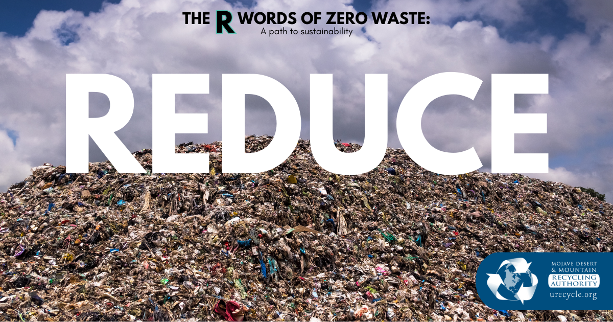 Image of landfill with word “REDUCE” on it