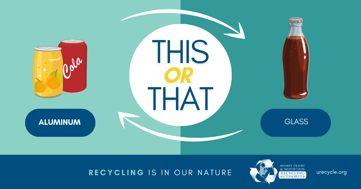 This or That: Image of a plastic bottle and aluminum. 