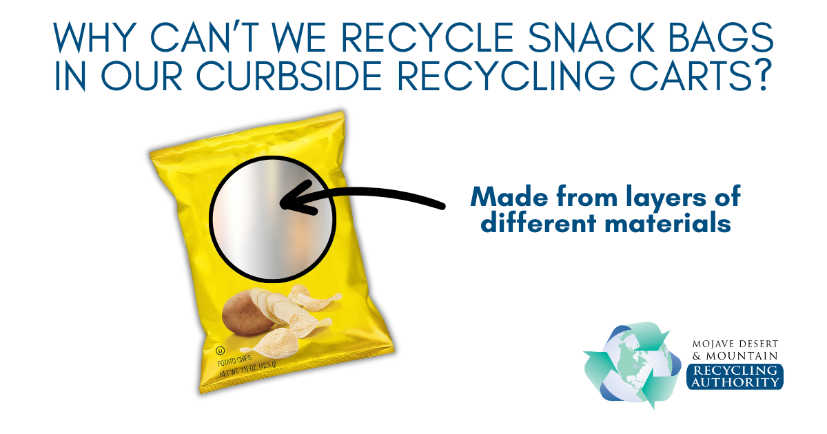 A snack bag showing a layer of foil underneath