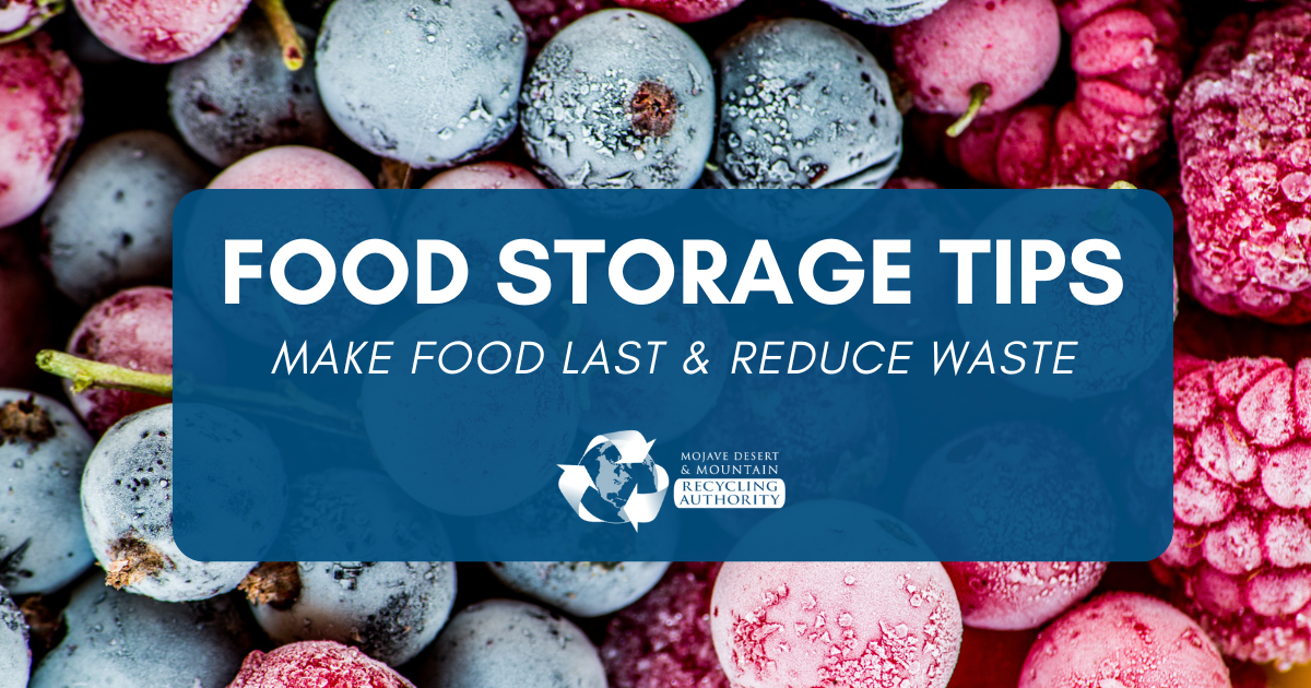 Frozen Berries with “Food Storage Tips” written over it