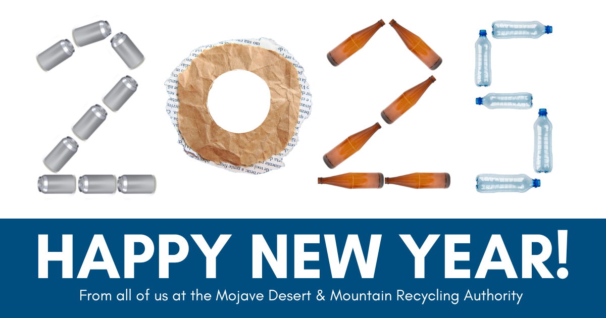 2025 spelled out with recyclable materials
