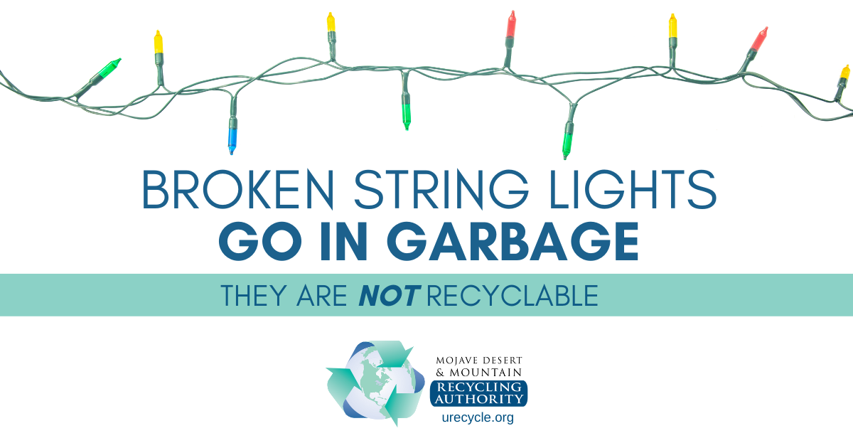 String light image. Copy: Broken String Lights Go in Garbage