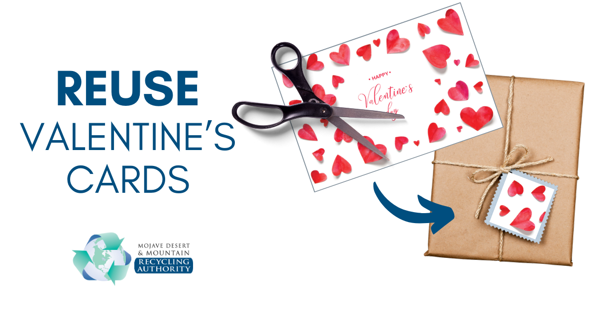 Scissors on top of a valentine card and an example of that card cut out to be a tag for a gift