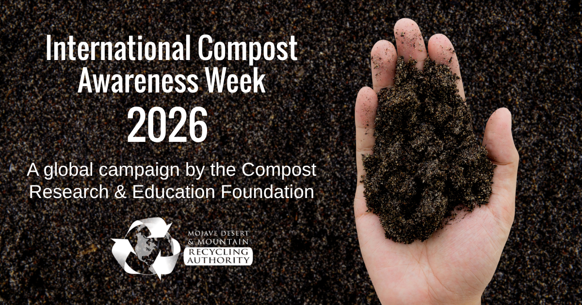 A hand holds compost. Text “International Compost Awareness Week 2026"