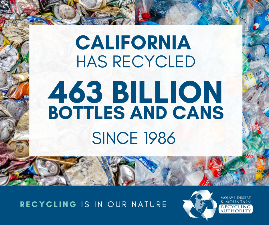 Image: Graphic that reads “California has recycled 463 Billion Bottles and Cans Since 1986"