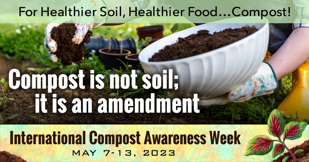 Image of a bowl with compost in it. Headline: Compost is not Soil