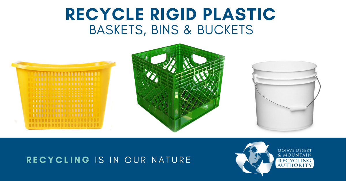 A bucket and crate - examples of Rigid plastic that is recyclable