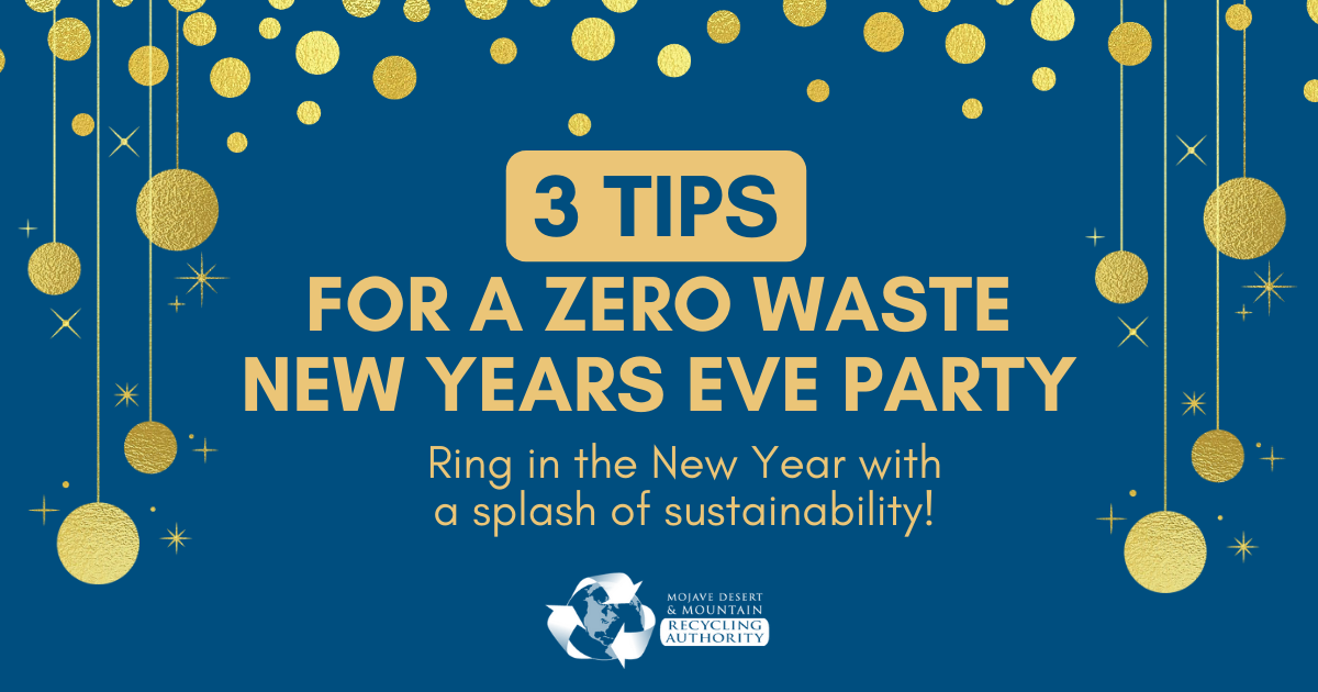 Illustration with the words "3 tips for a zero waste news years party"
