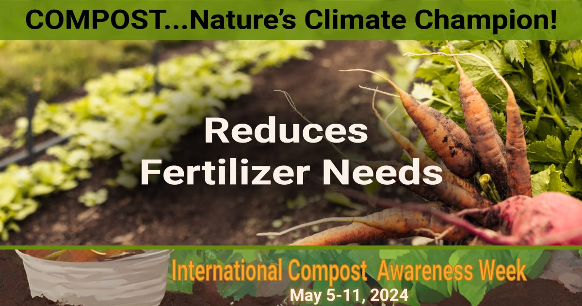 A farm row,  words say “Reduces Fertilizer Needs"