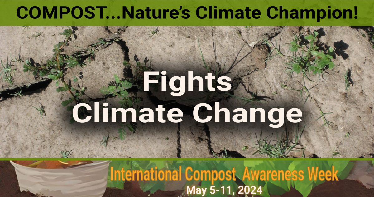 A dry desert with “Fights Climate Change” written on it