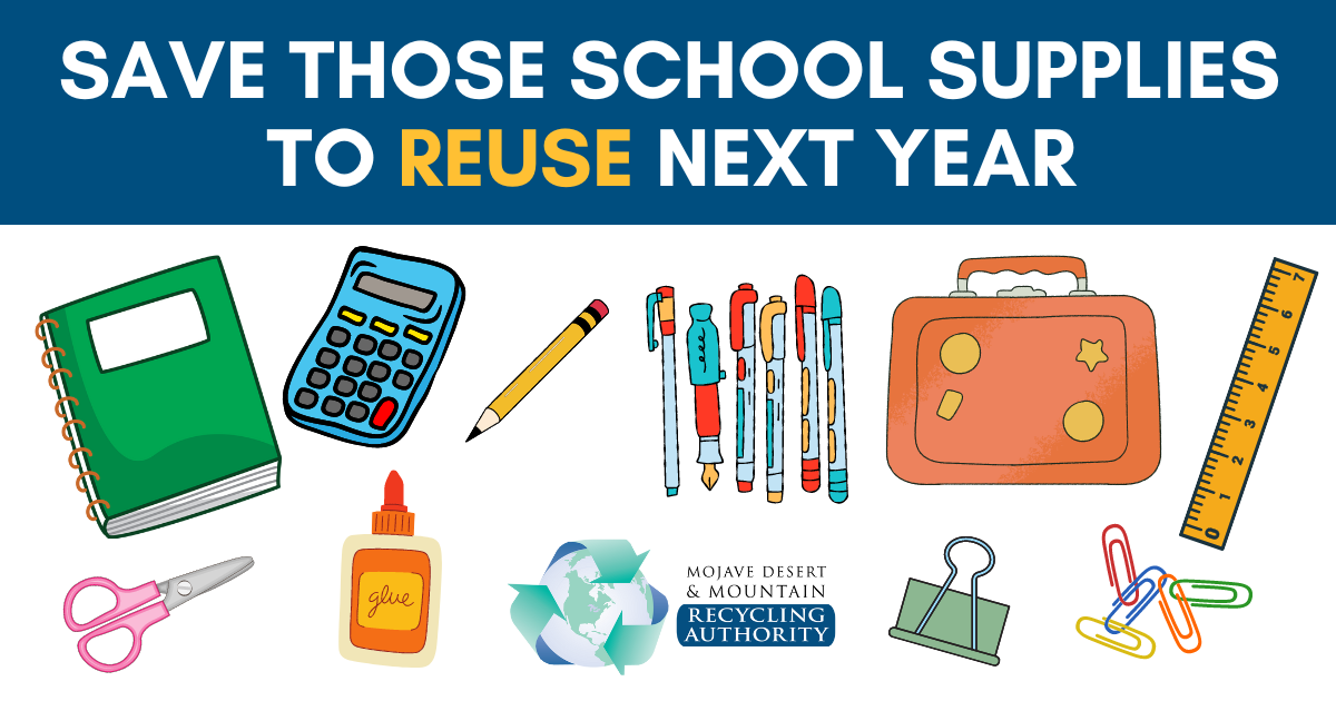 Illustrations of various reusable school supplies