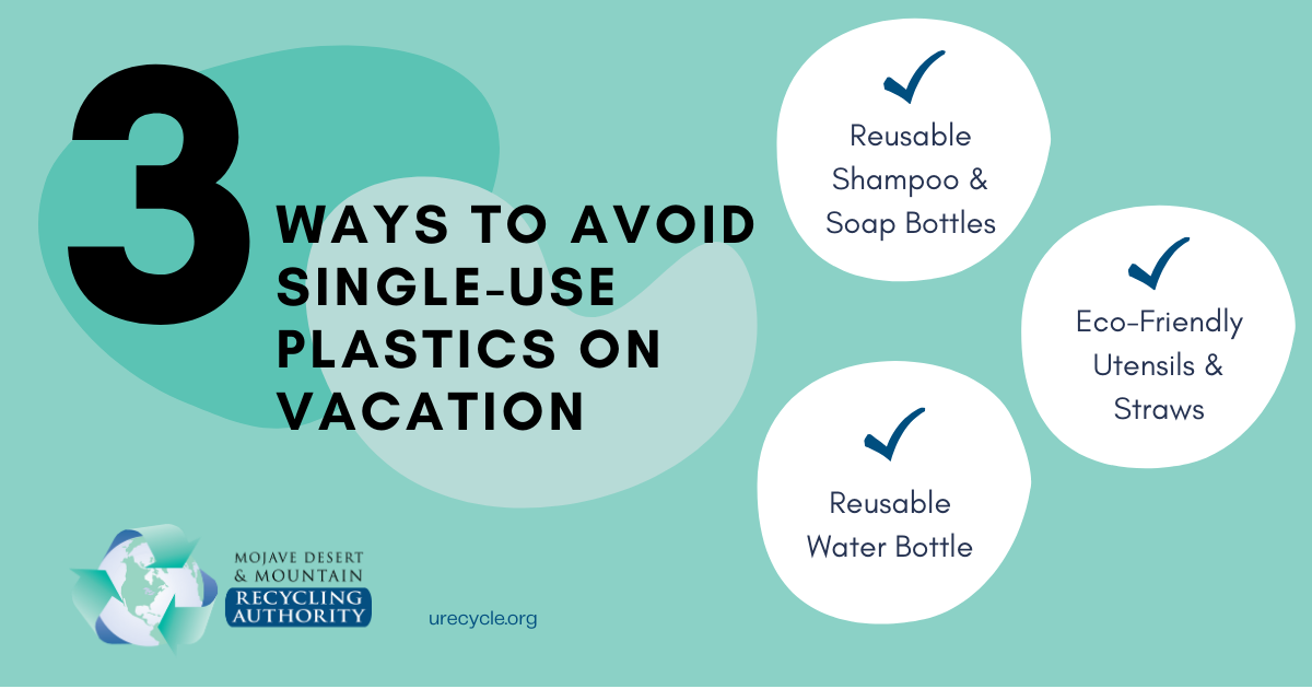 Graphic listing alternatives to plastic on vacation