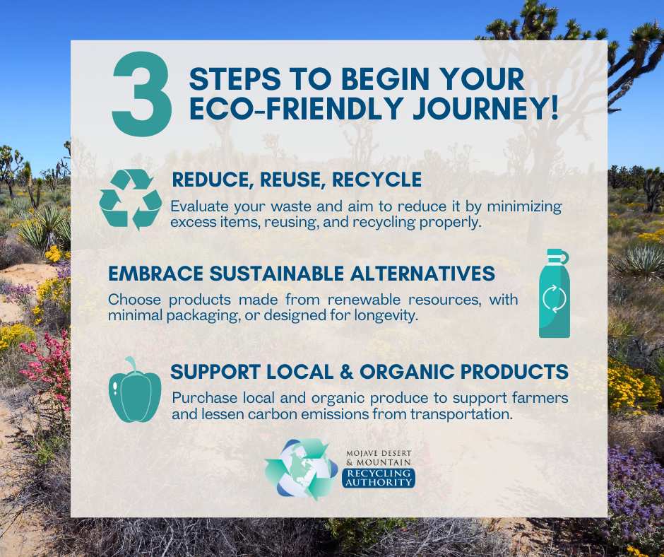 3 Steps to Eco Friendly Living text