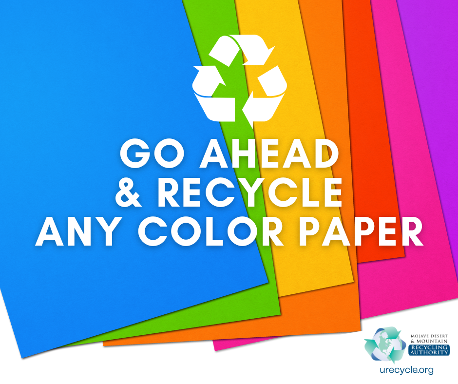 A rainbow of colored paper: all recyclable
