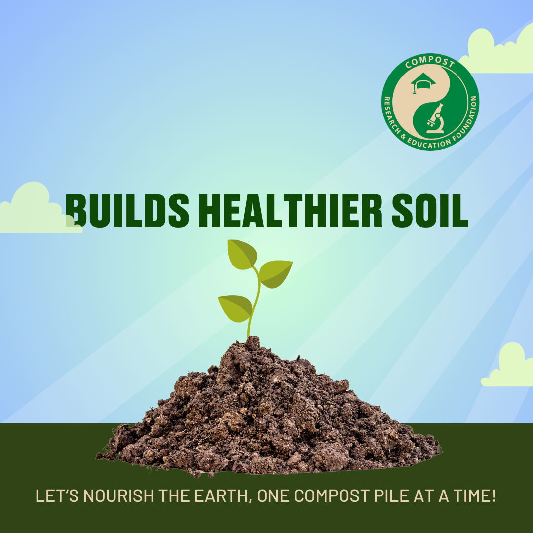 Compost Pile image “Builds Healthier Soil” ICAW Graphic