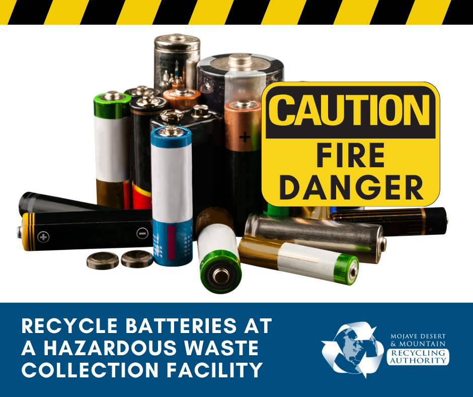 Battery images and "CAUTION FIRE DANGER"