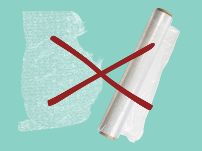 Plastic film examples with red X through them