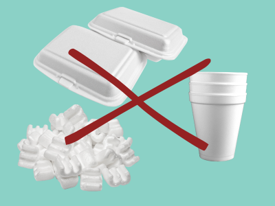 Sytrofoam examples with red X through them