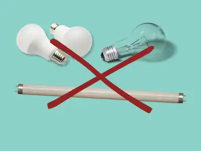 Light bulbs with an X through them