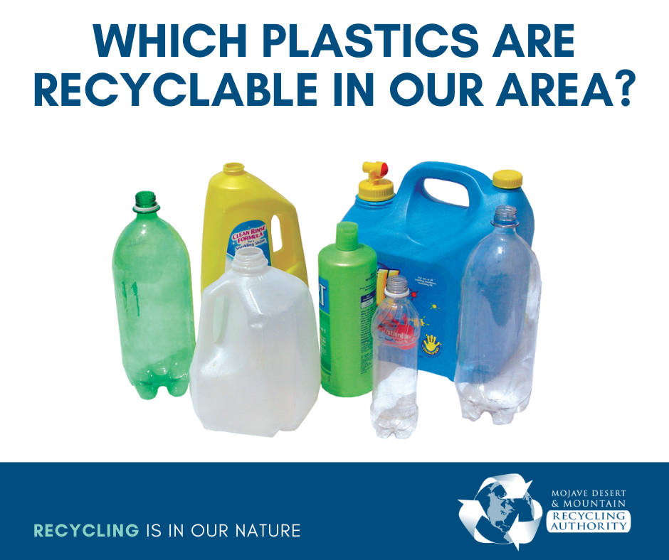 Image of plastic jugs and bottles that are recyclable curbside