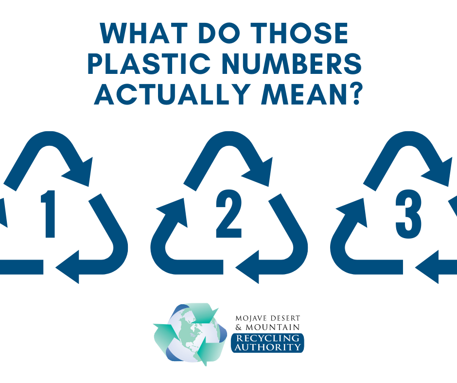 Numbers with Recycling Symbols around them used to indicate what type of Plastic the item is made out of 