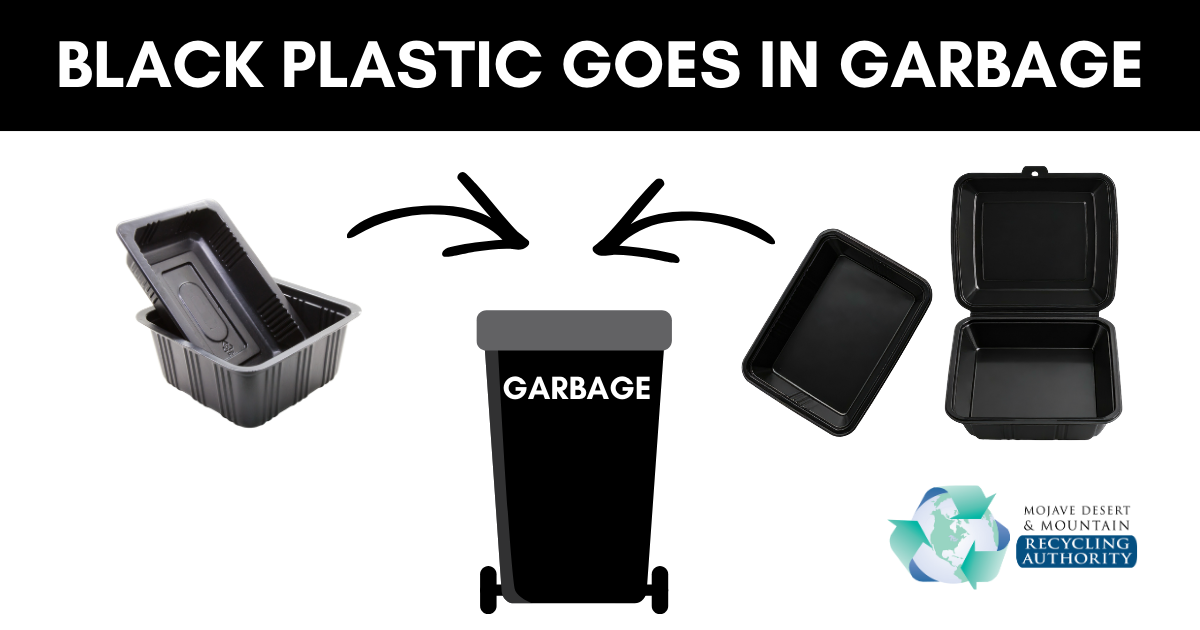 Examples of black plastic tubs, trays and containers that should go in trash not recycling