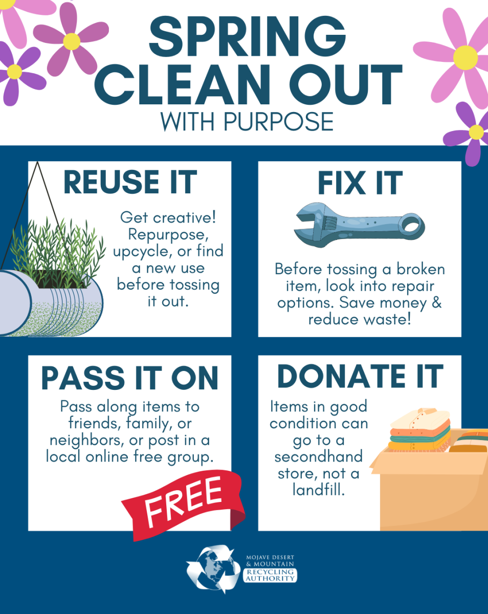 Spring Clean Out Graphic: reuse, fix, pass it on and donate it!