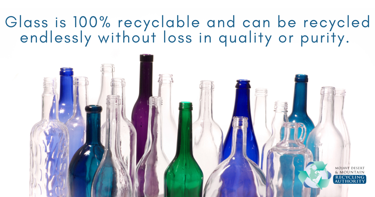 Various empty glass bottles all of which are 100% recyclable