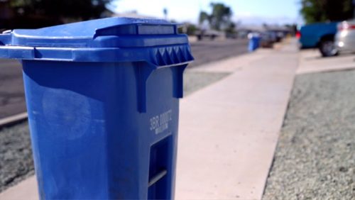 Blue Recycle Bin Out for Collection