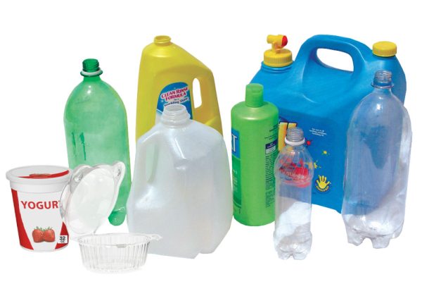 Image: Recyclable plastic bottles, jugs, and tubs